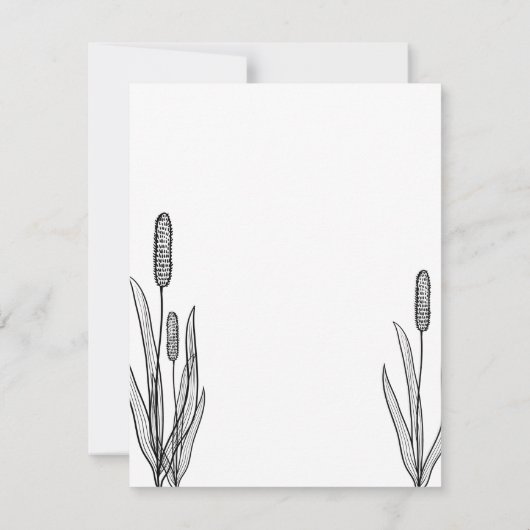 Einfache Schwarz-Weiß-Cattails Save The Date (Rückseite)