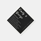 Einfache Schwarz-Weiß-Chic-Fun-Fakten Hochzeit Serviette (Ecke)