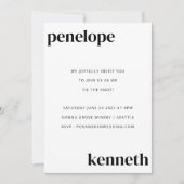 Einfache Schwarz-weiß-Chic-Hochzeit Einladung (Vorderseite)