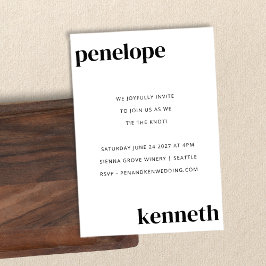 Einfache Schwarz-weiß-Chic-Hochzeit Einladung
