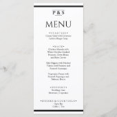 Einfache Schwarz-Weiß-Chic Monogram-Dinner Hochzei Menükarte (Vorderseite)