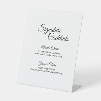 Einfache Schwarz-Weiß-Cocktailkarte Sockelschild