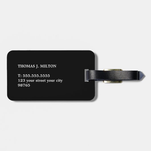 Einfache Schwarz-Weiß-Dot-Maskuline Gepäckanhänger (Rückseite horizontal)