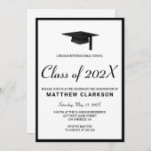 Einfache Schwarz/Weiß Einladung (Vorne/Hinten)