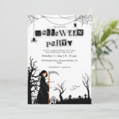 Einfache Schwarz-Weiß-Einladung Einladung (Stehend Vorderseite)