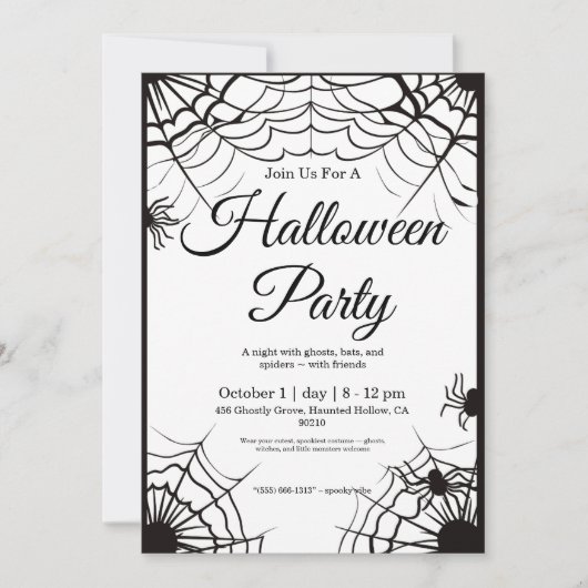 Einfache Schwarz-Weiß-Einladung Einladung (Vorderseite)