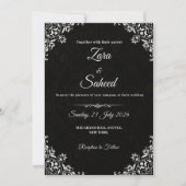 Einfache Schwarz-Weiß-Einladungskarte für Hochzeit Einladung (Vorderseite)