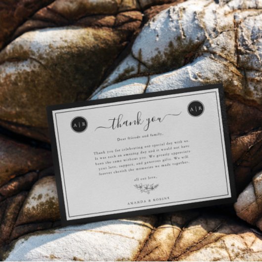 Einfache Schwarz-Weiß-Elegant Dankeskarte