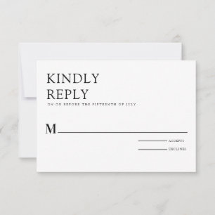 Einfache Schwarz/Weiß Elegant Minimalistisch Einladung