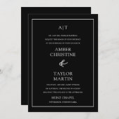 Einfache Schwarz/Weiß Elegant Minimalistisch Einladung (Vorne/Hinten)