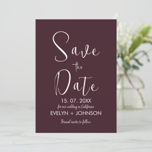 Einfache Schwarz/Weiß Elegant Minimalistisch Geret Save The Date (Stehend Vorderseite)