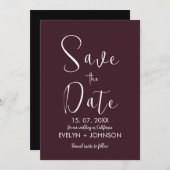 Einfache Schwarz/Weiß Elegant Minimalistisch Geret Save The Date (Vorne/Hinten)
