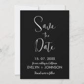 Einfache Schwarz/Weiß Elegant Minimalistisch Save The Date (Vorderseite)