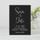 Einfache Schwarz/Weiß Elegant Minimalistisch Save The Date (Stehend Vorderseite)