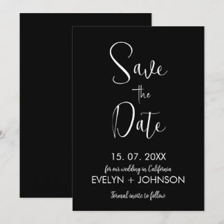 Einfache Schwarz/Weiß Elegant Minimalistisch Save The Date