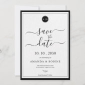 Einfache Schwarz-Weiß-Elegant Save The Date (Vorderseite)
