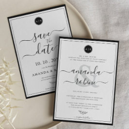 Einfache Schwarz-Weiß-Elegant Save The Date