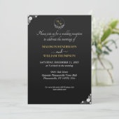 Einfache Schwarz-Weiß-Elegante Hochzeit-Empfang Einladung (Stehend Vorderseite)