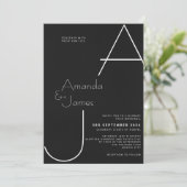 Einfache Schwarz/Weiß Elegante Minimalistische Hoc Einladung (Stehend Vorderseite)