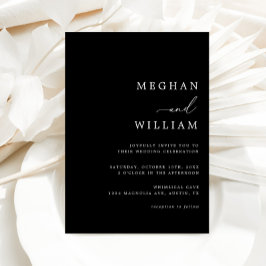 Einfache Schwarz/Weiß Elegante Minimalistische Hoc Einladung
