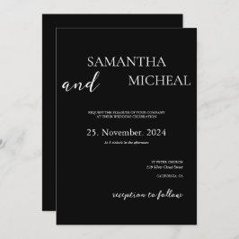 Einfache Schwarz/Weiß Elegante Minimalistische Hoc Einladung