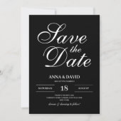 Einfache Schwarz-Weiß-Eleganz Save the Date Einladung (Vorderseite)