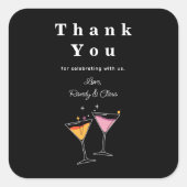 Einfache Schwarz-Weiß-Eleganz Vielen Dank Quadratischer Aufkleber (Vorderseite)