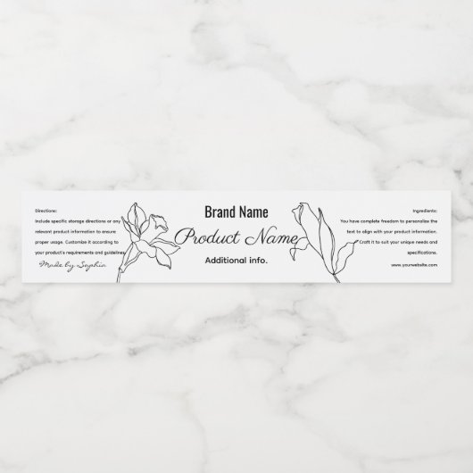 Einfache Schwarz-Weiß-Eleganz Wasserflaschenetikett (Einzelnes Label)