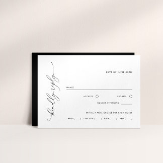 Einfache Schwarz-Weiß-Essen-Wahl-RSVP-Antwortkarte RSVP Karte