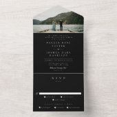 Einfache Schwarz-Weiß-Foto-Hochzeit All In One Einladung (Innen Boden)