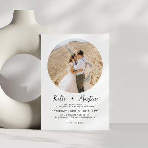 Einfache Schwarz-Weiß-Foto-Hochzeit Einladung