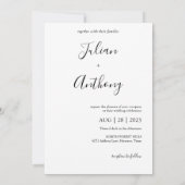 Einfache Schwarz-Weiß-Foto-Hochzeit Einladung (Rückseite)