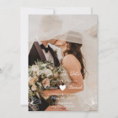 Einfache Schwarz-Weiß-Foto-Hochzeit Einladung (Vorderseite)