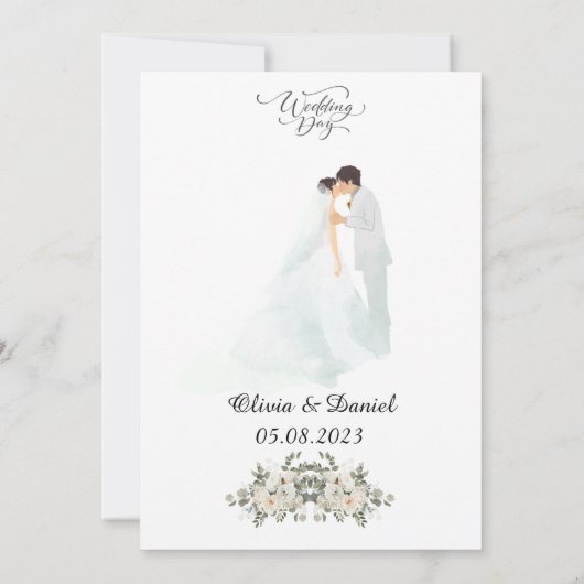 Einfache Schwarz-Weiß-Foto-Hochzeit Einladung (Rückseite)