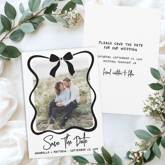 Einfache Schwarz-Weiß-Foto-Hochzeit Save The Date