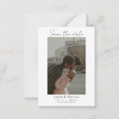 Einfache Schwarz-Weiß-Foto-Hochzeit speichern das  Mitteilungskarte (Vorderseite)