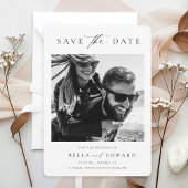 Einfache Schwarz-Weiß-Foto-Hochzeit speichern das  Save The Date