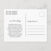Einfache Schwarz-Weiß-Foto-Hochzeit speichern Sie Ankündigungspostkarte (Rückseite)