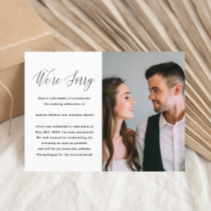 Einfache Schwarz-Weiß-Foto-Hochzeitsverschiebung Ankündigungspostkarte