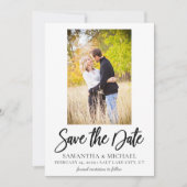 Einfache Schwarz/Weiß-Foto-Save the Date-Karte Einladung (Vorderseite)