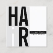 Einfache Schwarz-Weiß-Friseur-Visitenkarte Quadratische Visitenkarte (Vorderseite)