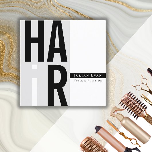 Einfache Schwarz-Weiß-Friseur-Visitenkarte Quadratische Visitenkarte