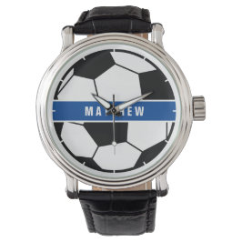 Einfache Schwarz-Weiß-Fußball-Monogramm Armbanduhr