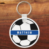 Einfache Schwarz-Weiß-Fußball-Monogramm Schlüsselanhänger (Vorderseite)