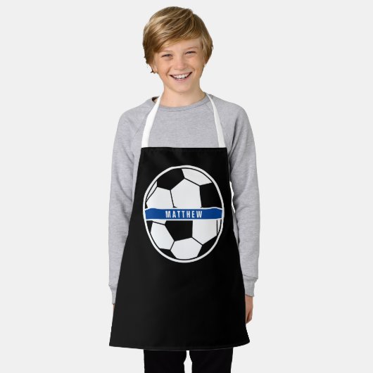 Einfache Schwarz-Weiß-Fußball-Monogramm Schürze (Getragen)