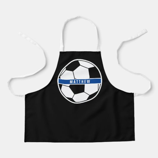 Einfache Schwarz-Weiß-Fußball-Monogramm Schürze (Vorderseite)