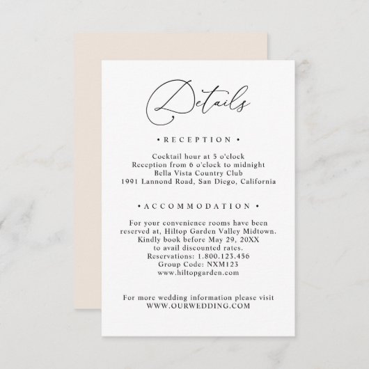 Einfache Schwarz-Weiß-Gästebuchdetails Begleitkarte (Vorne/Hinten)