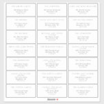 Einfache Schwarz-Weiß-Gästetiketten Aufkleber<br><div class="desc">Für ein 14"x14" Blatt beträgt jeder Aufkleber etwa 2"x4.6". Für ein 8"x8" Blatt beträgt jeder Aufkleber etwa 1"x2.6". Bitte beachten Sie, dass die Größe des Schriftartes ebenfalls entsprechend abnimmt. Konzipiert, um sich mit der "reinen" Einladungs-Kollektion für Hochzeiten abzustimmen. Klicken Sie auf "Details", um Details zu ändern. Um den Text zu...</div>