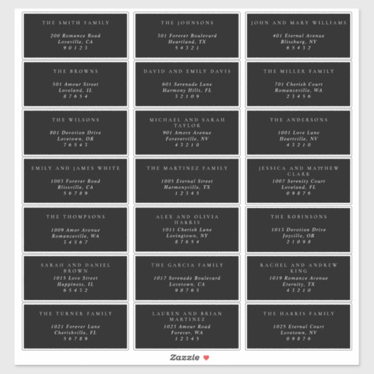 Einfache Schwarz-Weiß-Gästetiketten Aufkleber (Blatt)