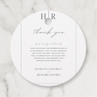 Einfache Schwarz-Weiß-Gastgeschenk Hochzeit Geschenkanhänger